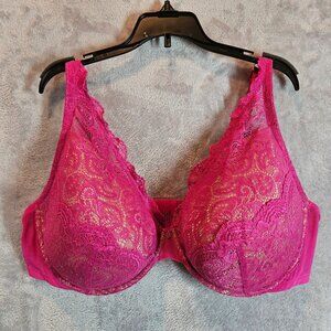 Thirdlove Hot Pink Lace Underwire Bra Full Coverage Womens 44E Sexy Feminine